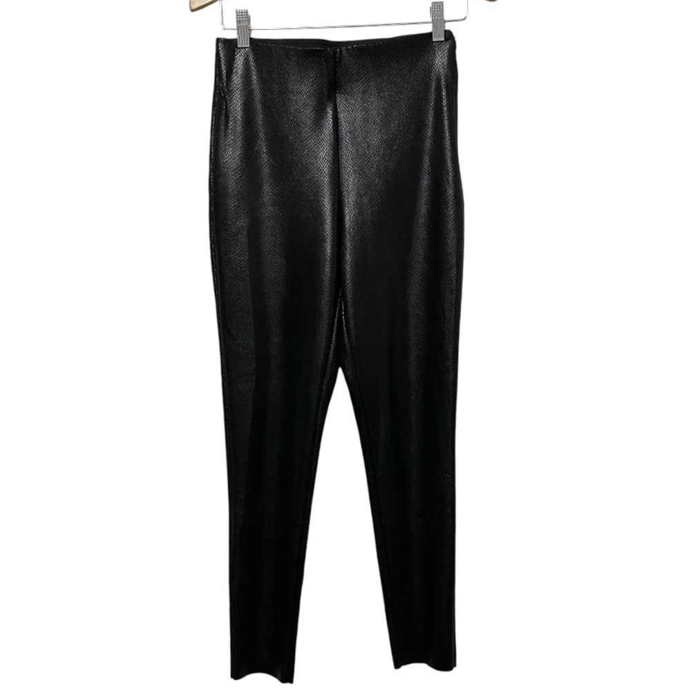 Zara Animal Embossed Faux Leather Print Bonded Leggings Black High Rise S